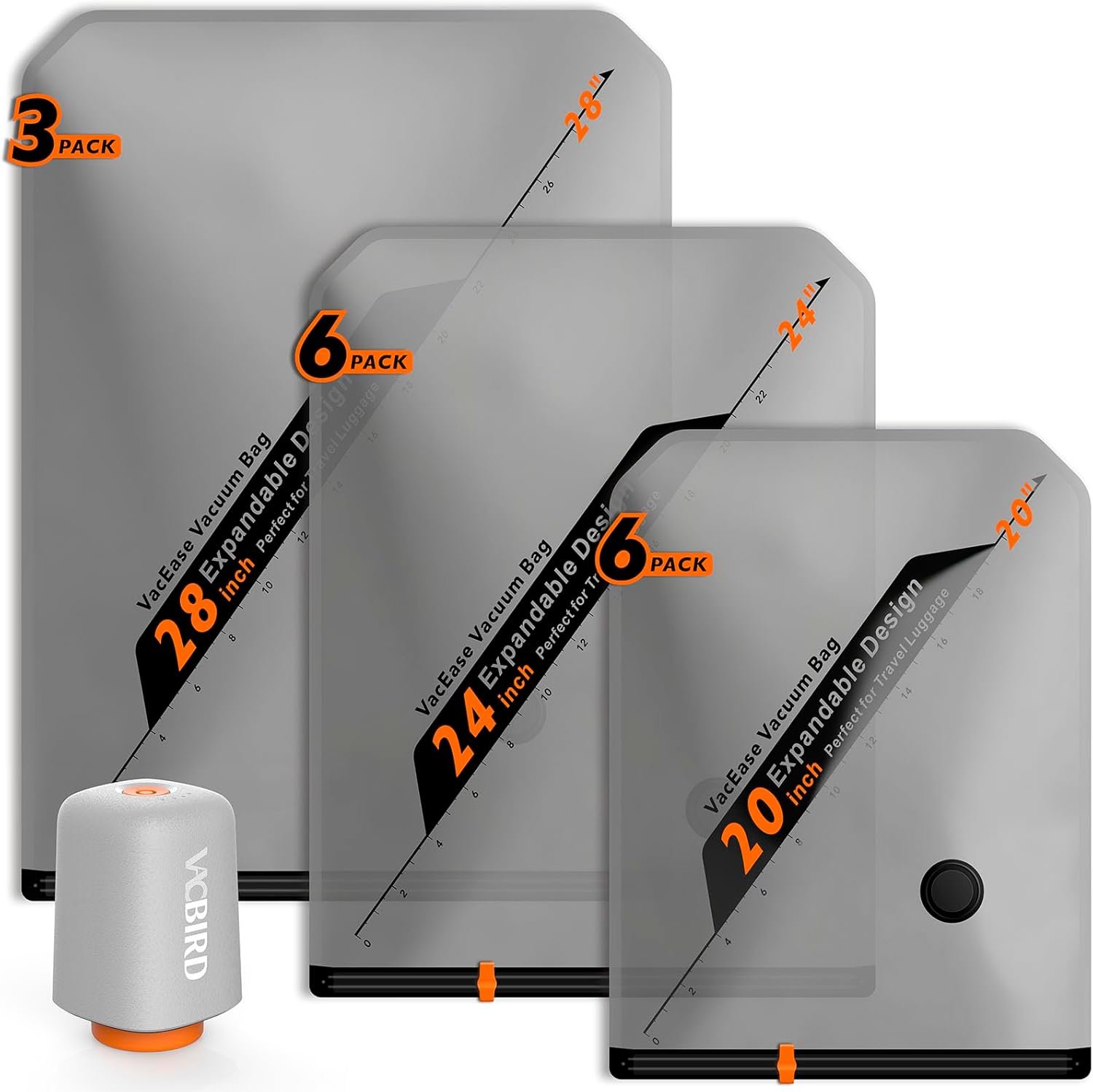 Rechargeable Wireless Pump Travel Storage Bags Set – 15 Pack Portable Space Saver Bags for Travel & Home – Vacuum Compression Packing Seal for Clothes, Blankets, Seasonal Storage