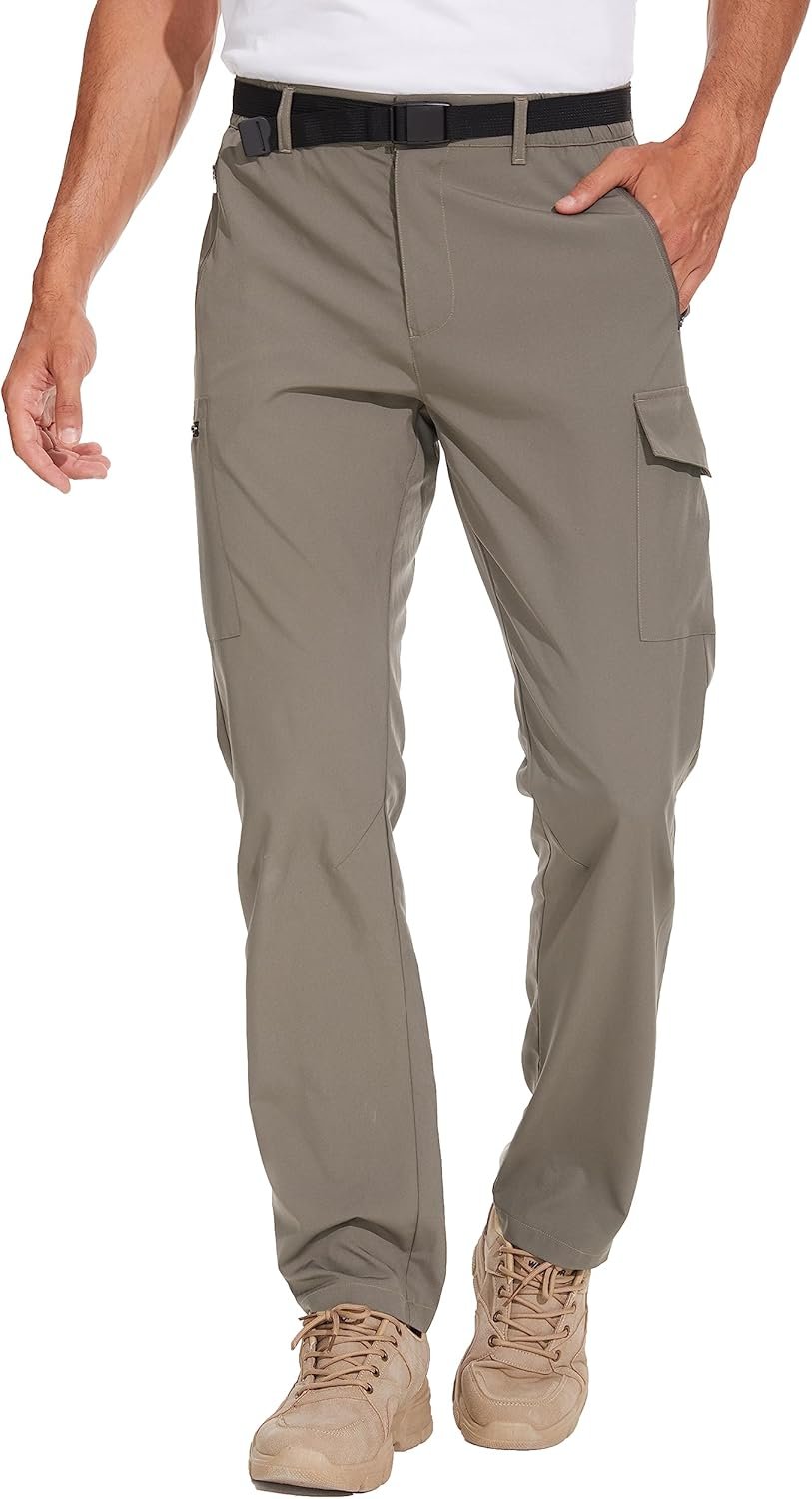 NATUVENIX Hiking Pants for Men, Lightweight Mens Travel Pants Quick Dry Fishing Pants Men Water Resistant Outdoor Pants Work