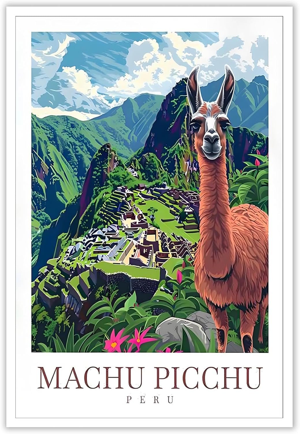 Trendy Andes Mountains‎ Scenery Wall Art Funky Machu Picchu City Landscape Canvas Posters South America Peru Travel Prints Painting For Family Living Room Bedroom Wall Decor 8x12in Unframed