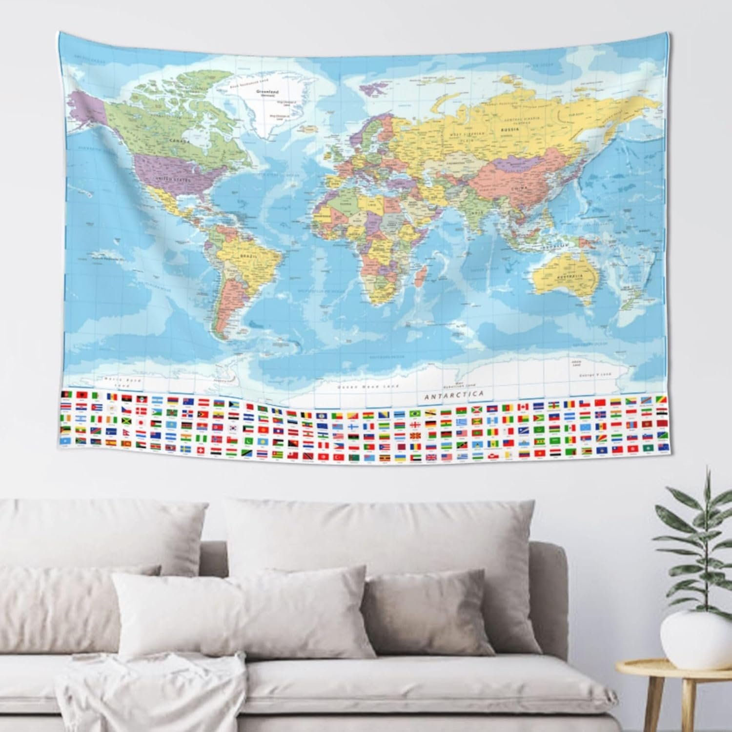 MOUNDHONG World Map Flag Tapestry Wall Hanging, Art Tapestry Retro Wall Art Large Wall Tapestries for Bedroom College Dorm Living Room Decor 40 x 60 in