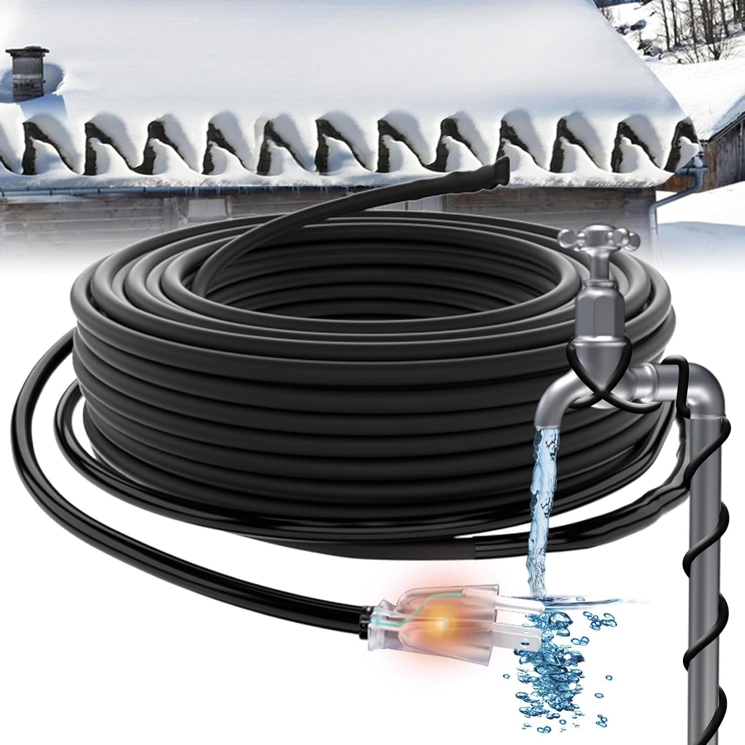 HEATIT JHSF1 Self Regulating Pre-Assembled Heating Cable 75-feet 120V Roof deicing and Pipe freeze Protection