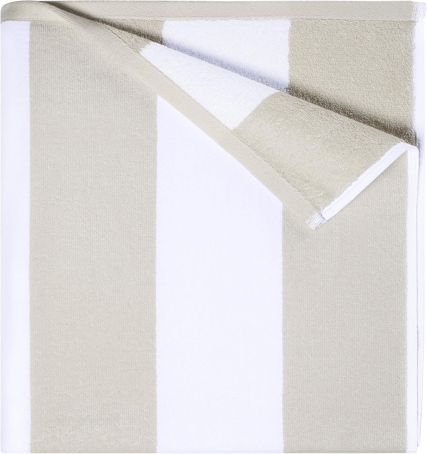 GABAO Cotton Beach Towel Oversized – 70″x 35″|Large Striped Towel – Classic Soft, Absorbent Terry Cloth for Pool, Beach, Travel & Resort (Chiffon)