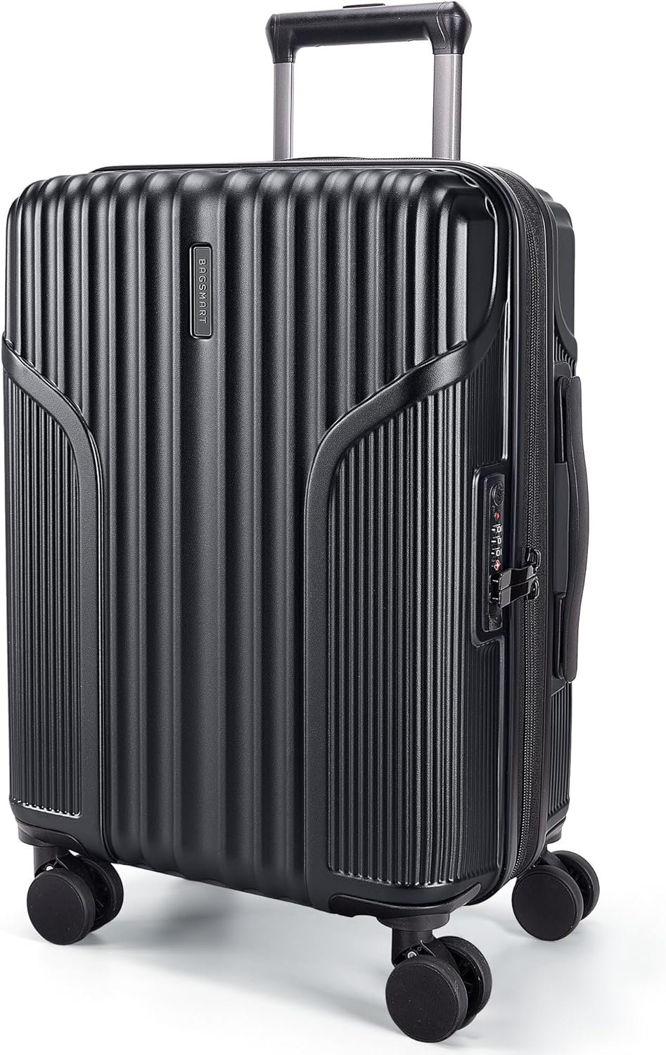 BAGSMART Carry On Luggage 22x14x9 Airline Approved, Lightweight luggage with Spinner Wheels, 20 Inch Expandable Hardside Carry On Suitcase with TSA Lock Rolling Travel suitcase Carry-On, Black