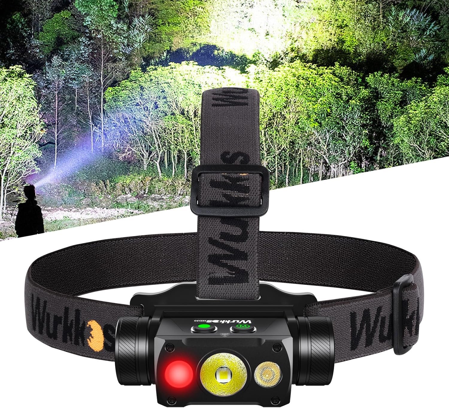 Wurkkos HD50 4000 Lumens Rechargeable Headlamp with Red Light,90CRI Bright LED Headlamp with 6 Modes, Dual Switch and Magnetic Base,IP67 Waterproof USB C Rechargeable Head Lamp for Camping Repairing
