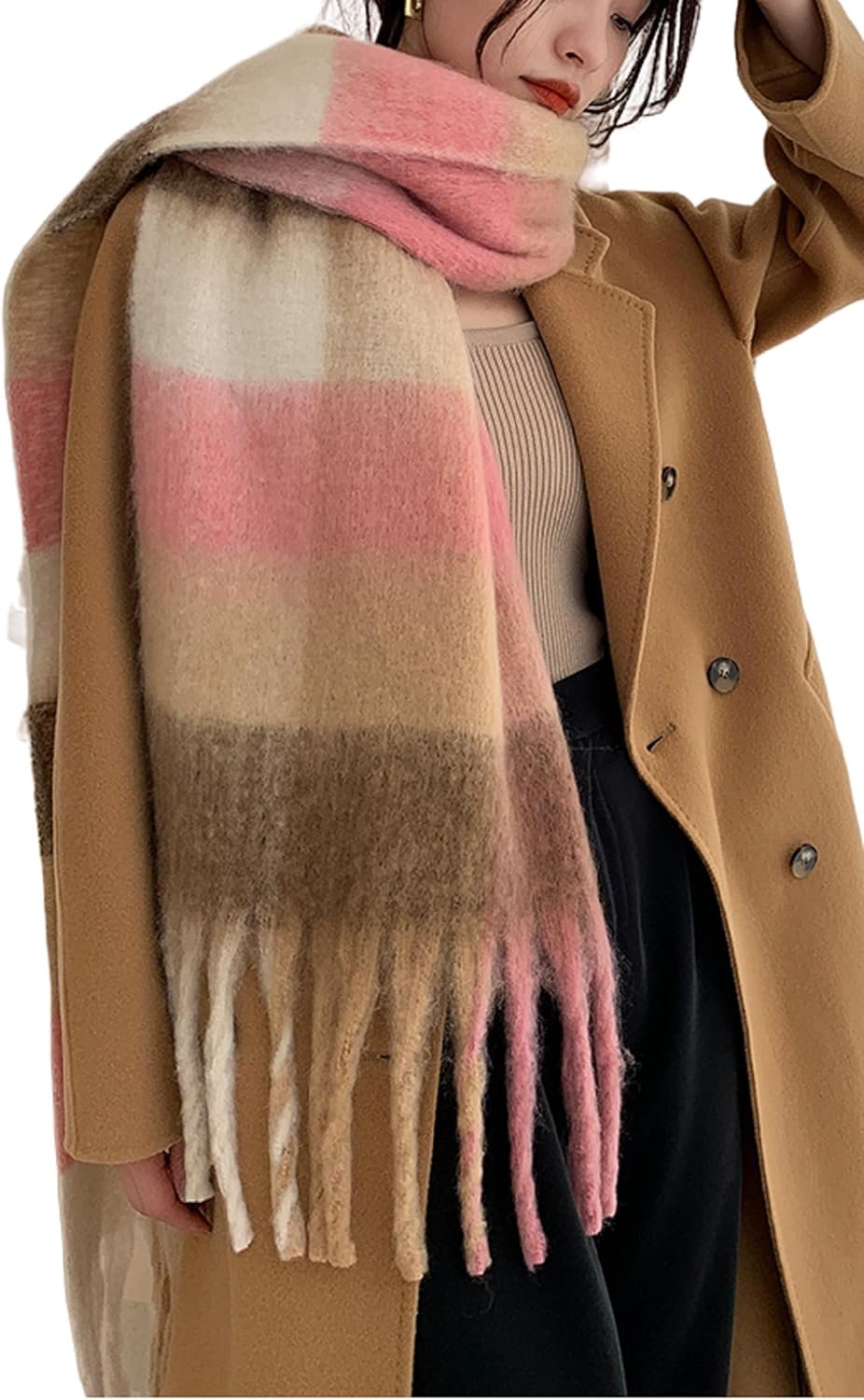 Wander Agio Winter Women Warm Scarf Long Shawl Large Scarves Cold Weather Thick Blanket Scarfs Colorful Plaid