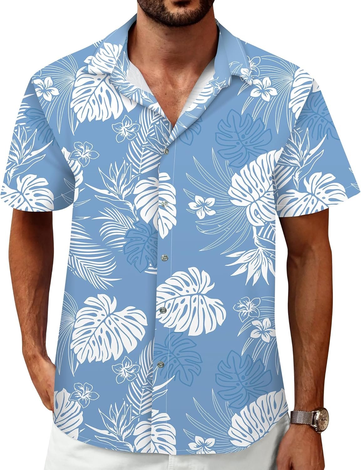 Hawaiian Shirt for Men Tropical Shirts Summer Beach Button Down Short Sleeve Luau Aloha Floral Cruise Vacation Outfit 2025