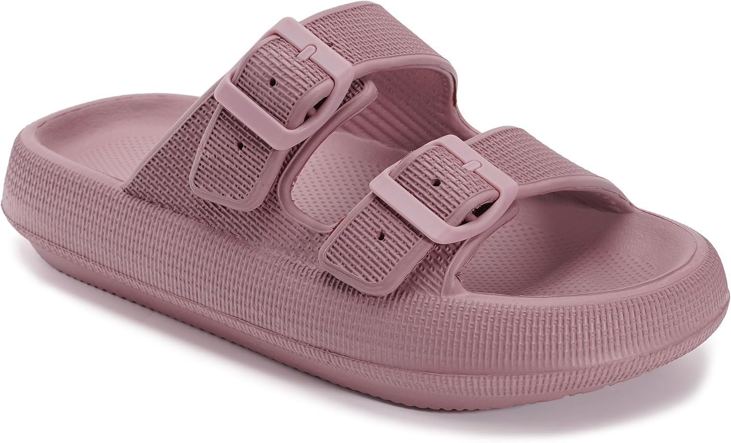 WHITIN Slides for Women Men Double Buckle Adjustable Thick Sole Pillow Slippers Bathroom Sandals
