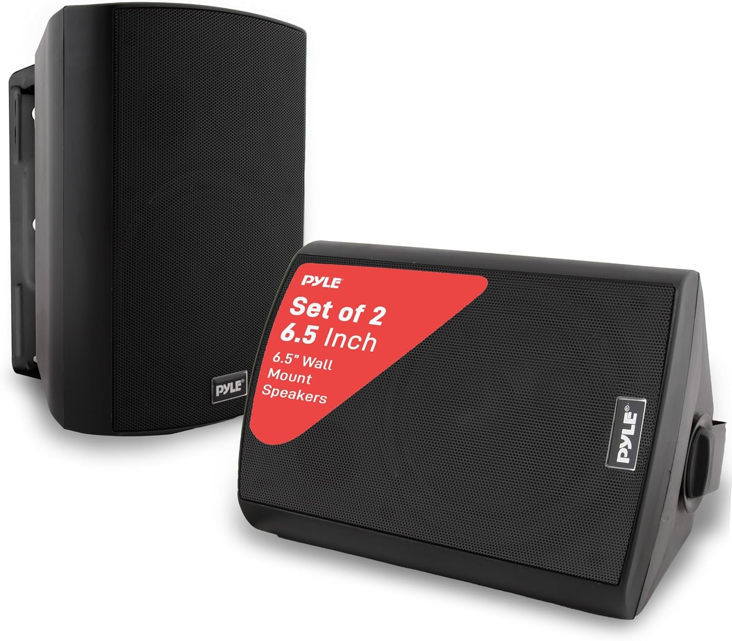 Pyle 6.5-Inch Wall Mount Waterproof Bluetooth Speaker System – Indoor/Outdoor Audio Pair with Built-in Digital Amplifier, Weather-Resistant Housing, High-Power Sound, Easy Installation (Black)