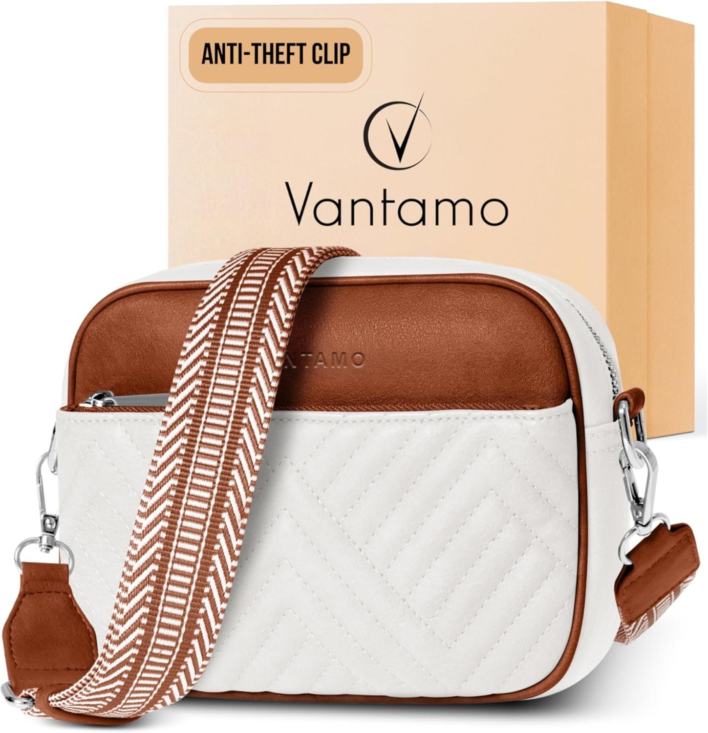 Vantamo Crossbody Bags For Women with Anti-Pickpocket Clip, Premium Purses for Women, Adjustable Strap Handbags & Gift Box