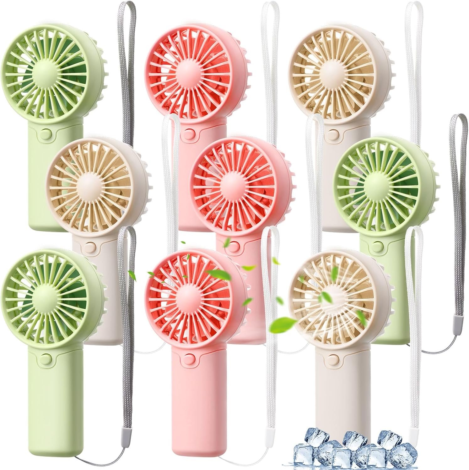 Mini Portable Fan Handheld Battery Operated Portable Small Personal Fans for Summer Beach Indoor Outdoor Travel Cooling Gift(Green, Pink, White)