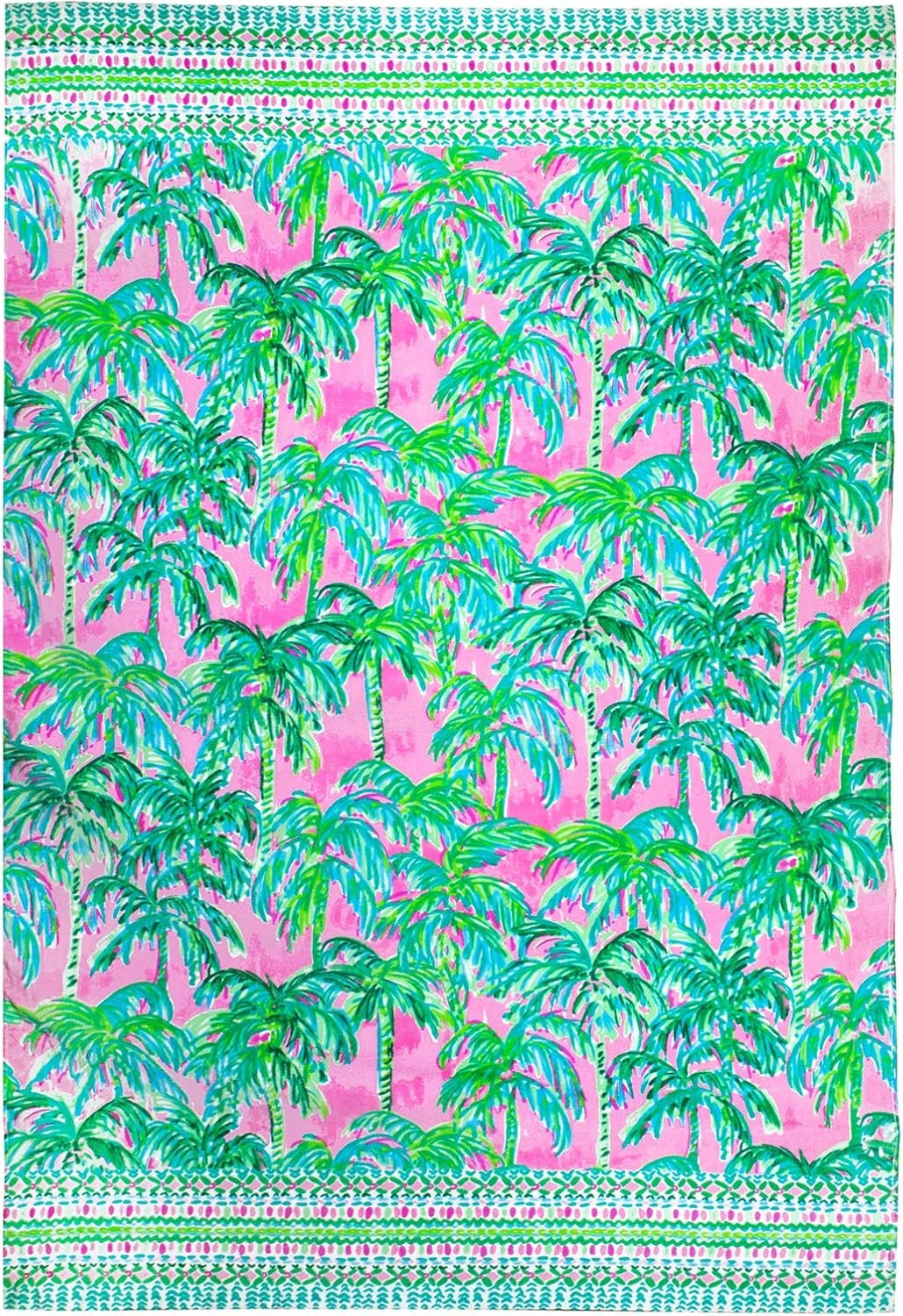 Lilly Pulitzer Oversized Pool/Beach Towel, 40 x 70, Large Terry Cloth Towel for Adults, Pink/Green Palm Tree Print, Suite Views